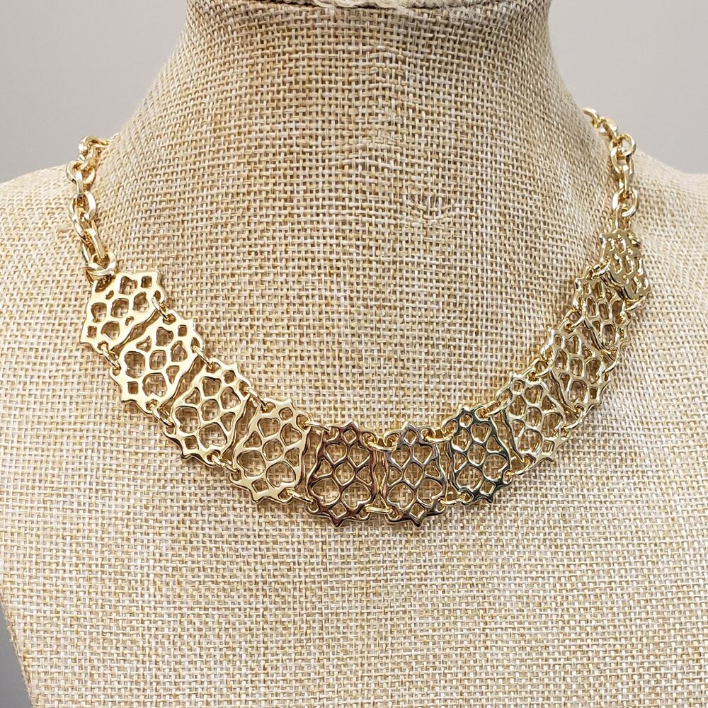 APT 9, NWT, gold tone filigree statement fashion necklace